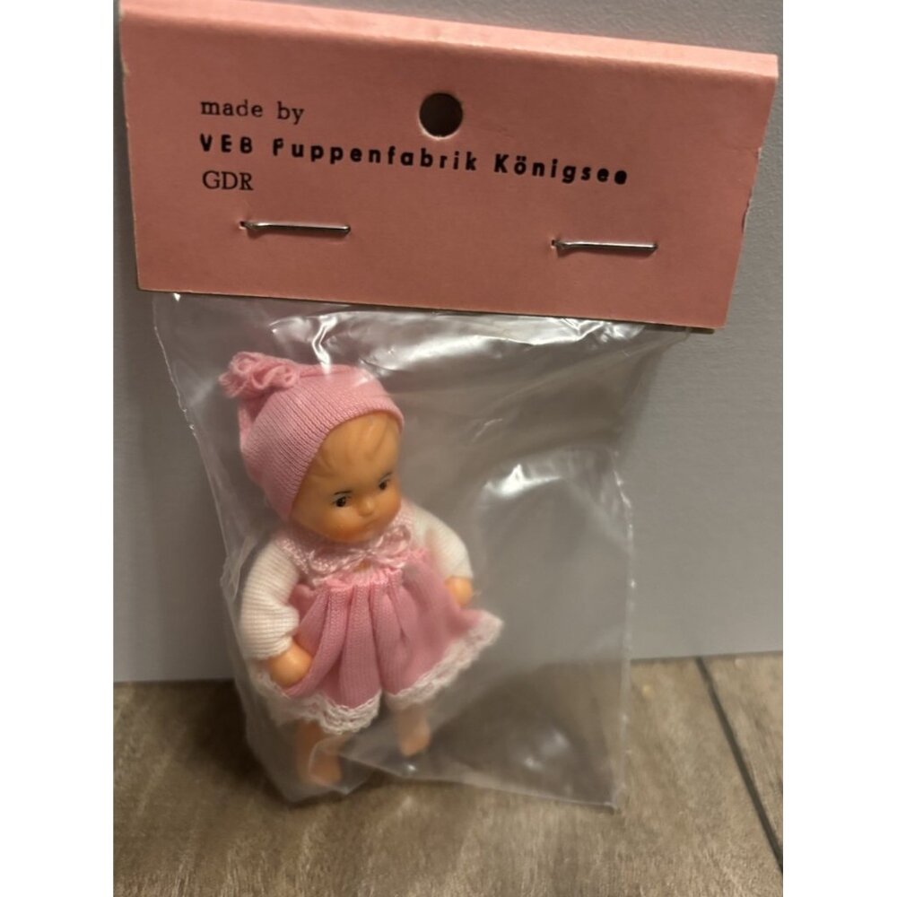 Vintage VEB Puppenfabrik Konigsee GDR 3" Miniature Rubber New In Package